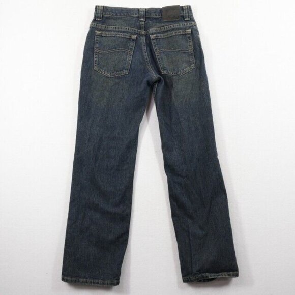 Lee Jeans Boys Youth 14 R Dark Wash Adjustable Waistband Relaxed Straight - Picture 3 of 7